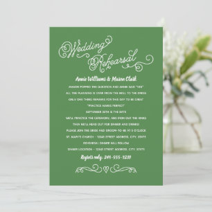 Invitación Ensayo de Boda con Florecimiento de Corazón Verde