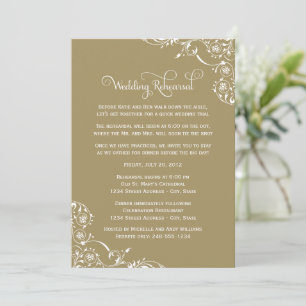 Invitación Ensayo de Boda con Florecimiento Dorado