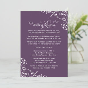 Invitación Ensayo de Boda con Florecimiento Púrpura Polvorien