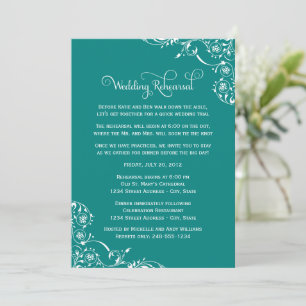 Invitación Ensayo de Boda con Florecimiento Turquesa