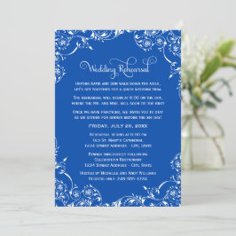 Invitación Ensayo de Boda con Floreo Azul Real