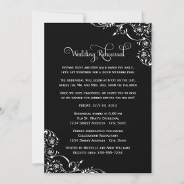 Invitación Ensayo de Boda con Floreo Negro