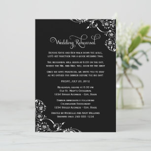 Invitación Ensayo de Boda con Floreo Negro