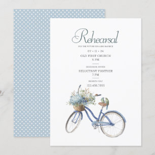 Invitación Ensayo de Boda de acuarela en bicicleta bohemia