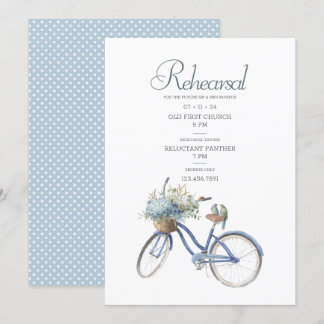 Invitación Ensayo de Boda de acuarela en bicicleta bohemia