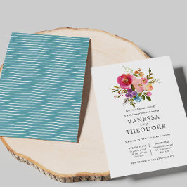 Invitación Ensayo de Boda de Bouquet Primaveral Cena