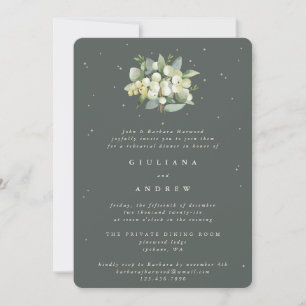 Invitación Ensayo de Boda de cerezo verde gris + eucalipto