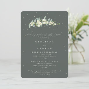Invitación Ensayo de Boda de cerezo verde gris + eucalipto