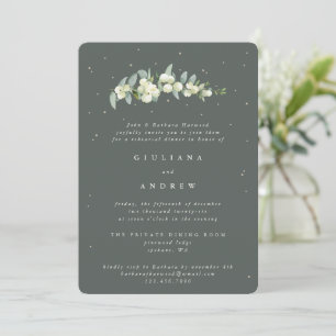 Invitación Ensayo de Boda de cerezo verde gris + eucalipto