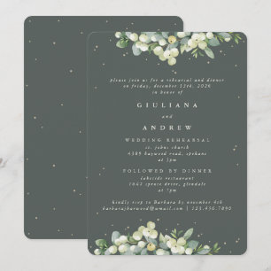 Invitación Ensayo de Boda de cerezo verde gris + eucalipto
