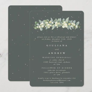 Invitación Ensayo de Boda de cerezo verde gris + eucalipto