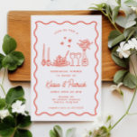 Invitación Ensayo de Boda de Doodle italiano caprichoso<br><div class="desc">Invitación a la cena de un Boda de Doodle italiano caprichoso</div>