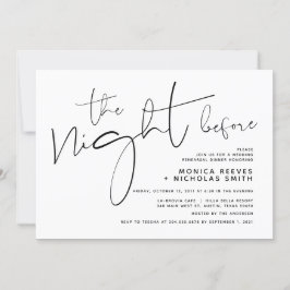 Invitación Ensayo de Boda de escritura negra minimalista
