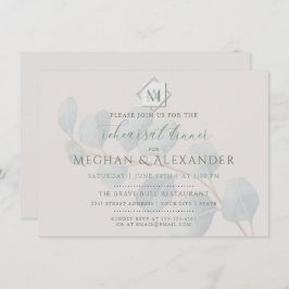 Invitación Ensayo de Boda de eucalipto de sabio plateado