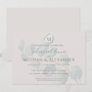 Invitación Ensayo de Boda de eucalipto de sabio plateado