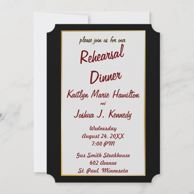 Invitación Ensayo de Boda de Fab Edgy Black Amazing (Anverso)