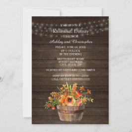Invitación Ensayo de Boda de Flores Naranjas de Madera Rústic