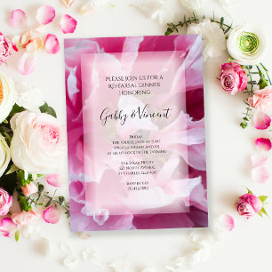Invitación Ensayo de Boda de flores rosadas Peony