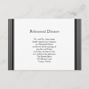 Invitación Ensayo de Boda de franja blanca Art Deco