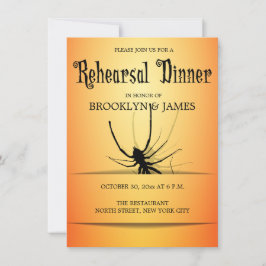 Invitación Ensayo de Boda de Halloween invita a Naranja Spide