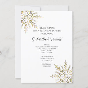 Invitación Ensayo de Boda de Invierno con copos de nieve de o