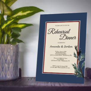 Invitación Ensayo de Boda de Invierno Pine Blue Cena