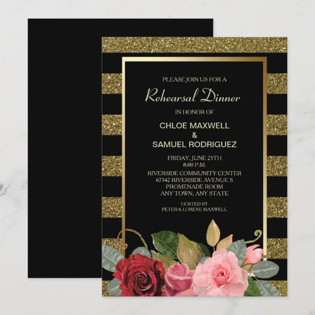 Invitación Ensayo de Boda de la banda de destello (Anverso / Reverso)