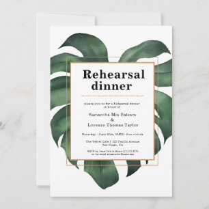Invitación Ensayo de Boda de la hoja de Monstera Tropical