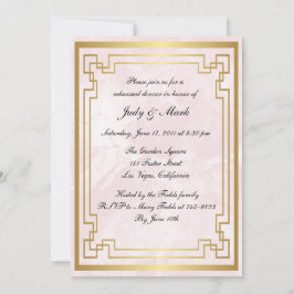 Invitación Ensayo de Boda de mármol rosa geométrico