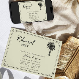 Invitación Ensayo de Boda de palmeras de época