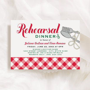 Invitación Ensayo de Boda de pasta roja