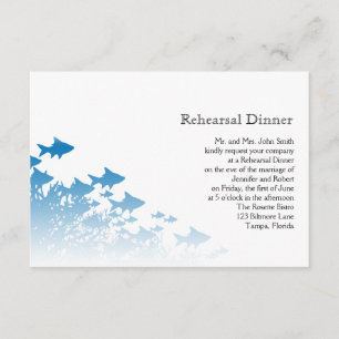 Invitación Ensayo de Boda de pescado azul y coral