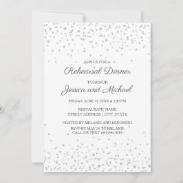 Invitación Ensayo de Boda de Purpurina de diamantes de plata 