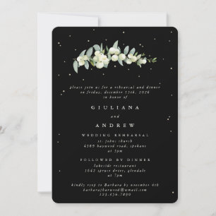 Invitación Ensayo de Boda de Snowberry+Eucalipto Negro