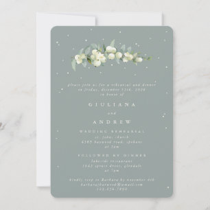 Invitación Ensayo de Boda de Snowberry + Eucalyptus