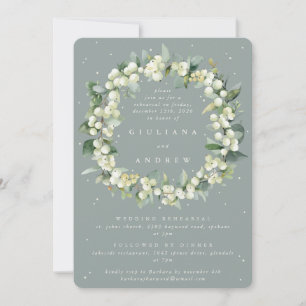 Invitación Ensayo de Boda de Snowberry + Eucalyptus