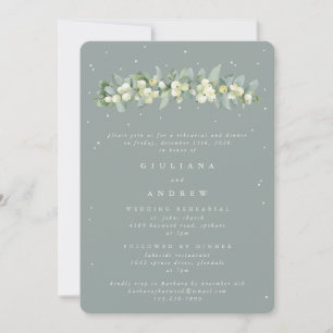 Invitación Ensayo de Boda de Snowberry + Eucalyptus