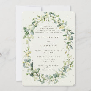Invitación Ensayo de boda de Snowberry+Eucalyptus crema