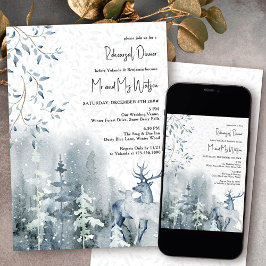 Invitación Ensayo de Boda en el Bosque Nevado de Invierno y C