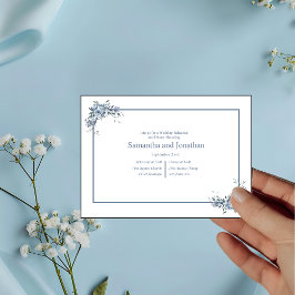 Invitación Ensayo de Boda floral azul y agitado moderno