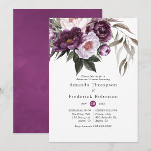 Invitación Ensayo de Boda floral de terciopelo profundo