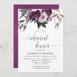 Invitación Ensayo de Boda floral de terciopelo profundo