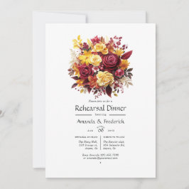 Invitación Ensayo de Boda floral marrón y amarillo para la ce
