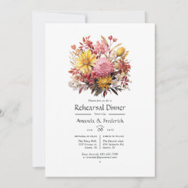 Invitación Ensayo de Boda floral rosa y amarillo