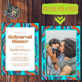 Invitación Ensayo de Boda fotográfico Verde azulado Groovy Re