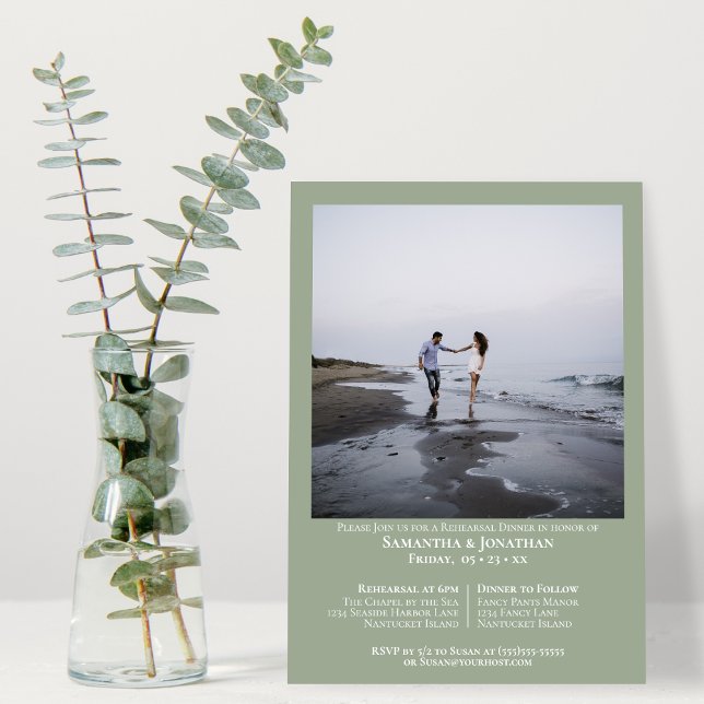 Invitación Ensayo de Boda fotográfico verde mínimo para la ce (Subido por el creador)