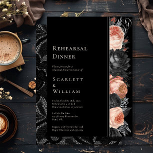 Invitación Ensayo de Boda negro vintage de Rubor