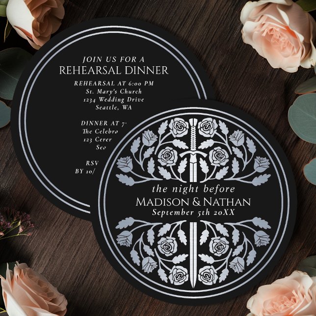 Invitación Ensayo de Boda Real con Espada de Plata Negra (Subido por el creador)