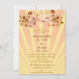 Invitación Ensayo de Boda solar con Naranja quemado por flore