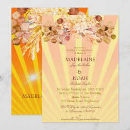 Invitación Ensayo de Boda solar con Naranja quemado por flore